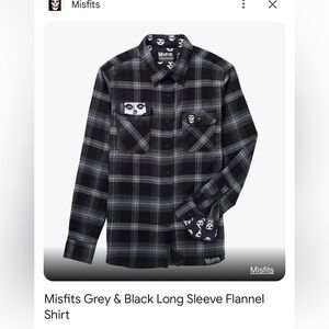 Misfits Men’s Black and Grey Long Sleeve Flannel